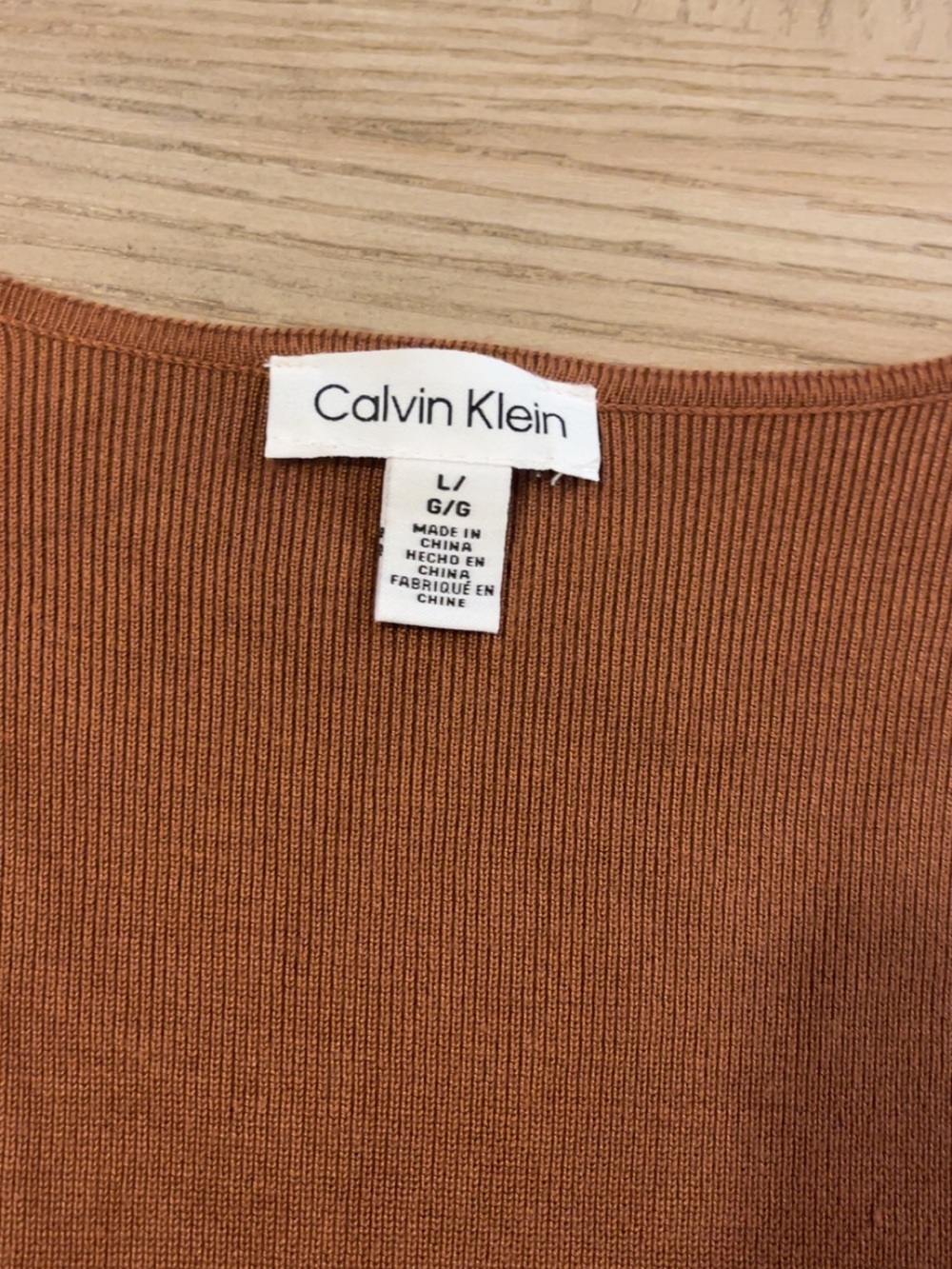 Calvin Klein Ribbed Knit Top - Caramel